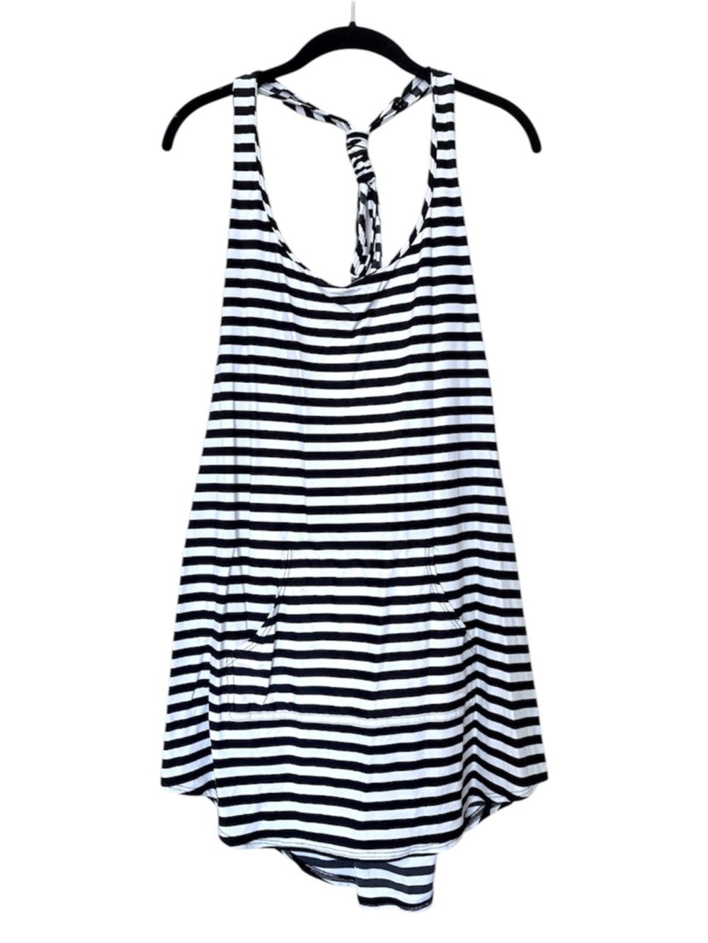 Coco Rave | Black and White Striped Tank Bathing Suit Cover Dress w Pockets | XL